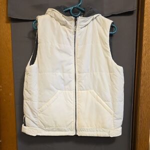 White Quilted Vest with Hood